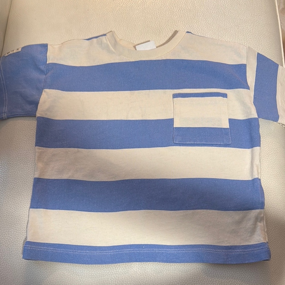 Zara kids Blue & Cream striped tee - like new Size 2 years